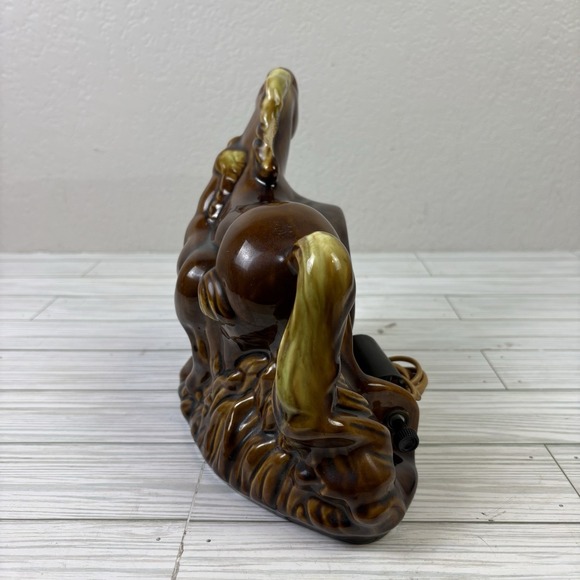 Vintage MCM Horse And Foal Lamp Light Ceramic Brown Works Read Description - Picture 3 of 10